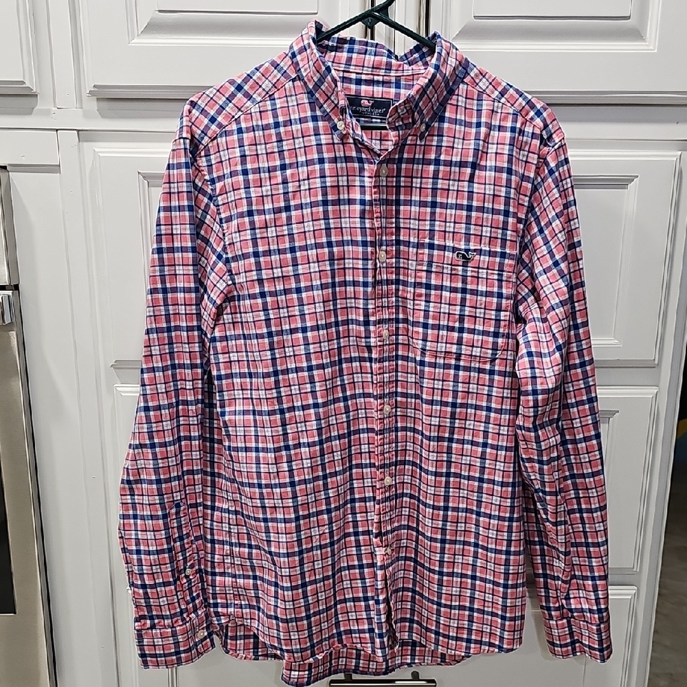 Vineyard Vines Red and Blue Plaid Shirt